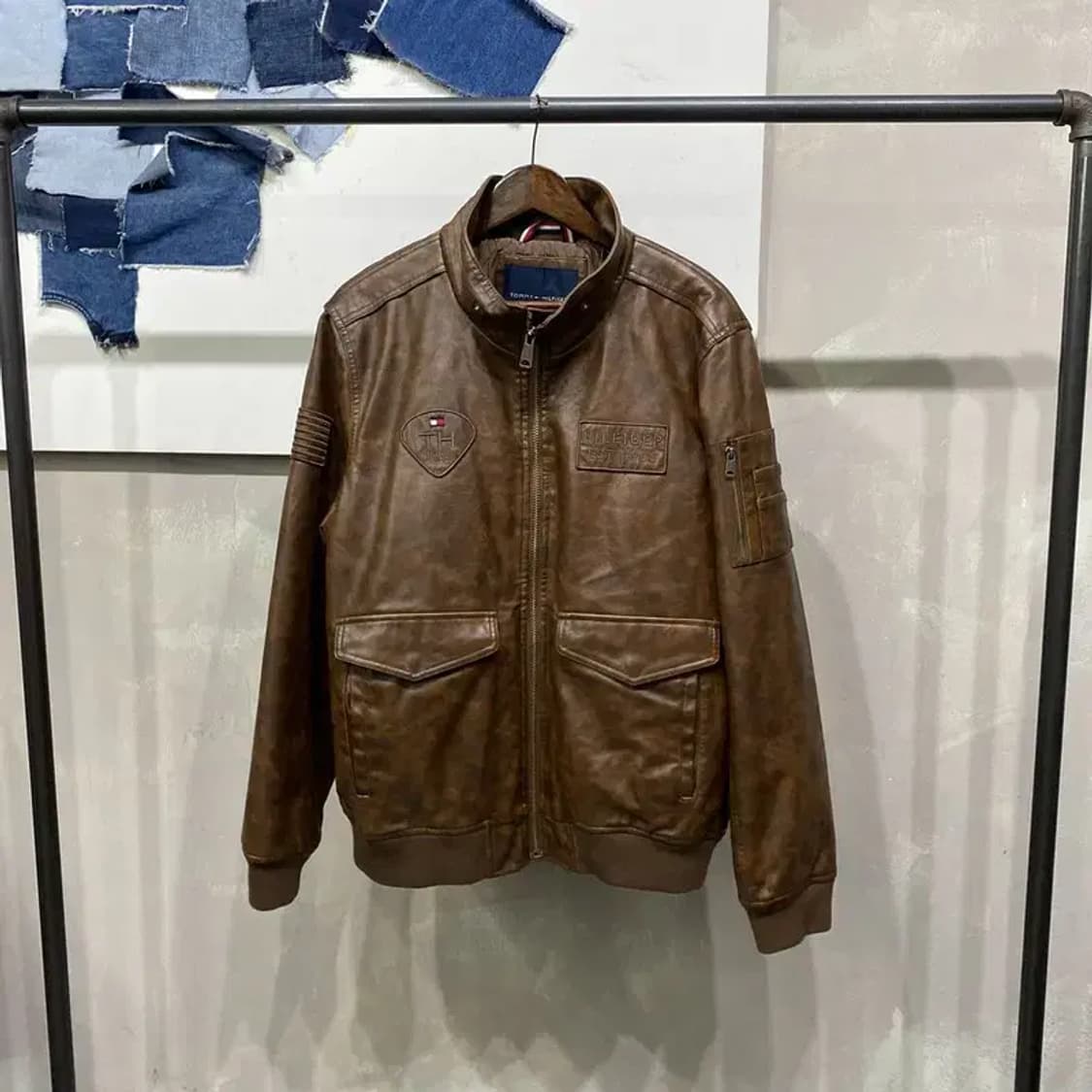 (105) 타미힐피거 빈티지 인조가죽 래더자켓 상품이미지1
