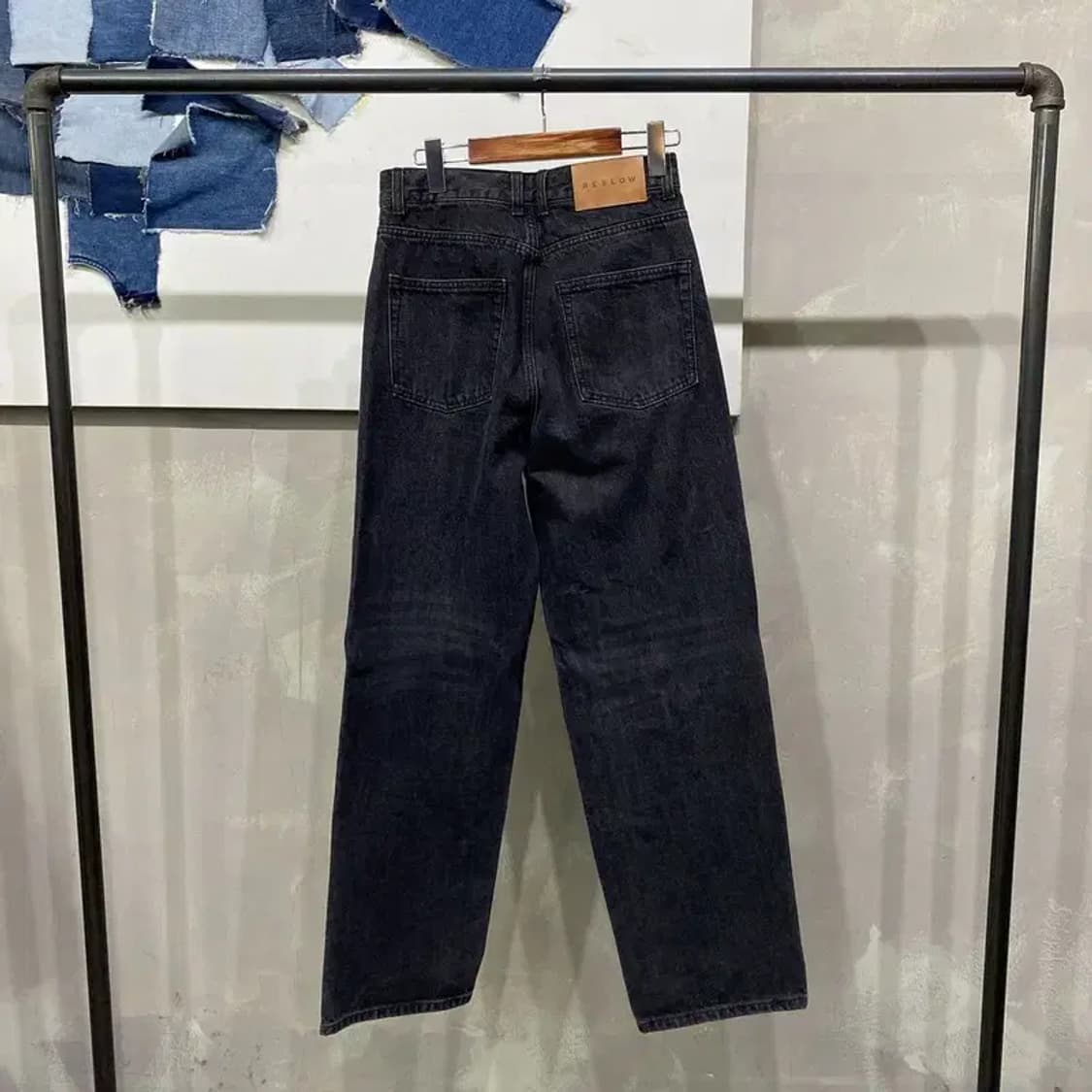 (28인치) 비슬로우 벌룬핏 워싱 흑청바지 블랙진 상품이미지2