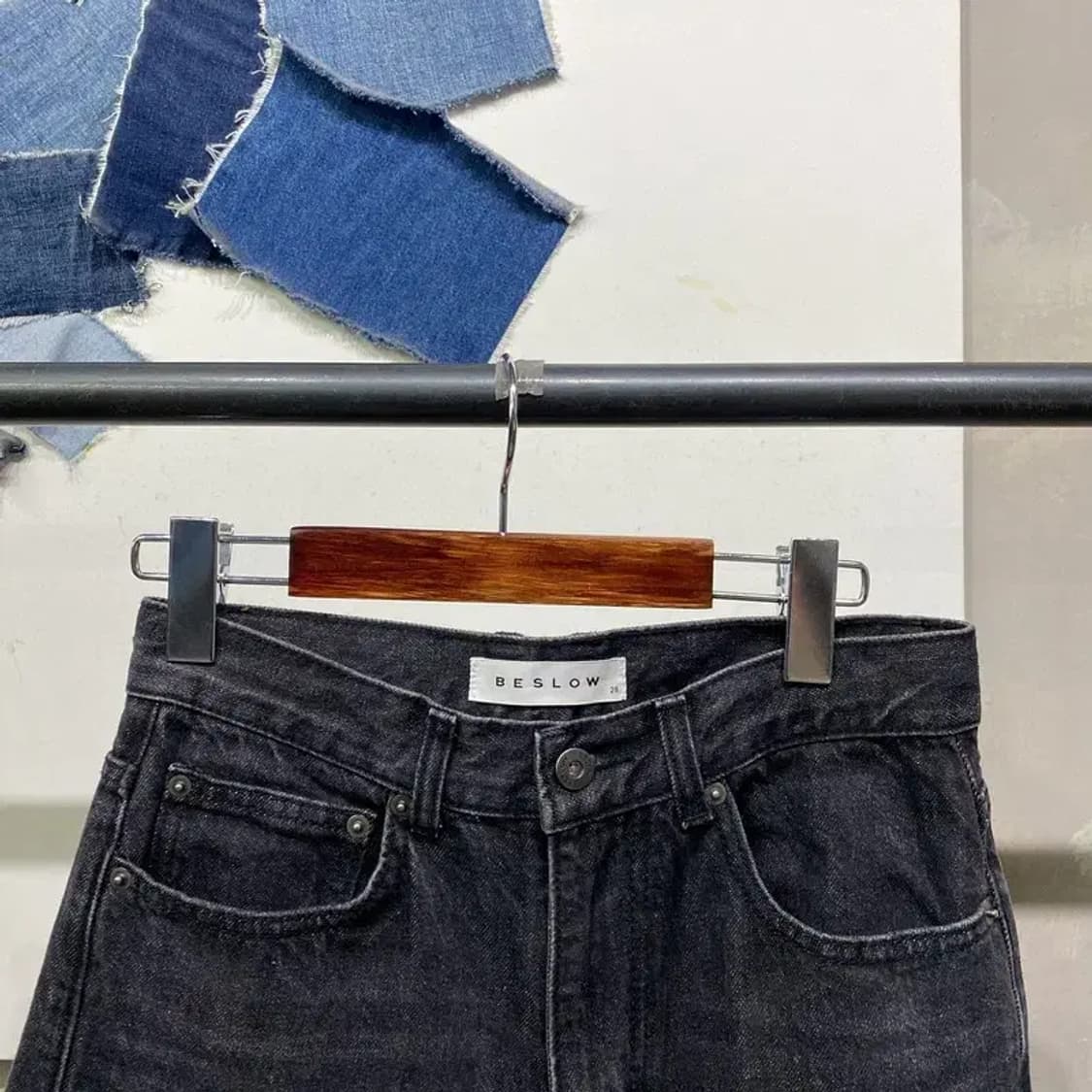 (28인치) 비슬로우 벌룬핏 워싱 흑청바지 블랙진 상품이미지3