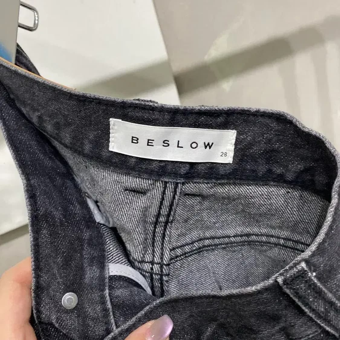 (28인치) 비슬로우 벌룬핏 워싱 흑청바지 블랙진 상품이미지5