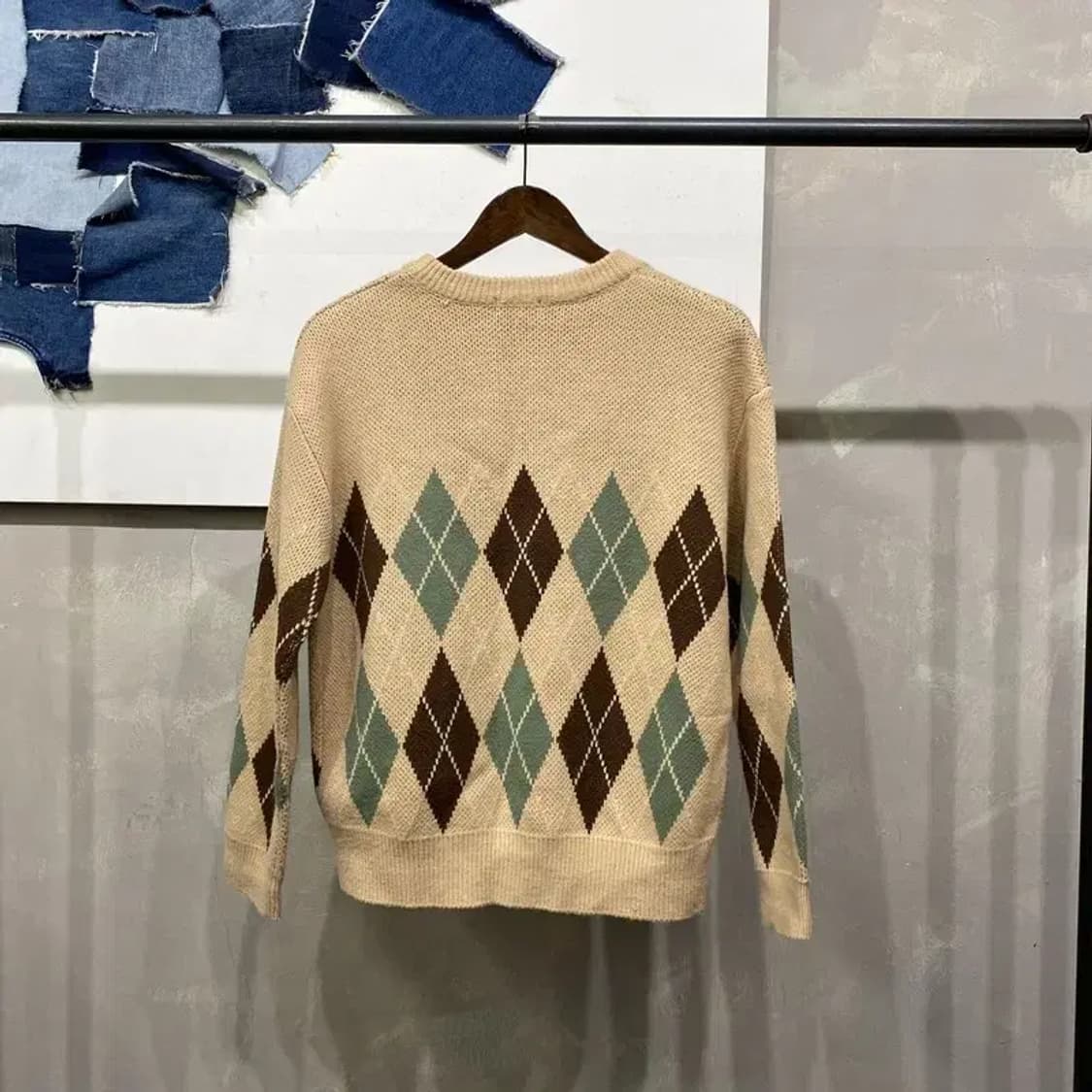 (90) 스파오 여성 캐주얼 아가일 니트 가디건 상품이미지4