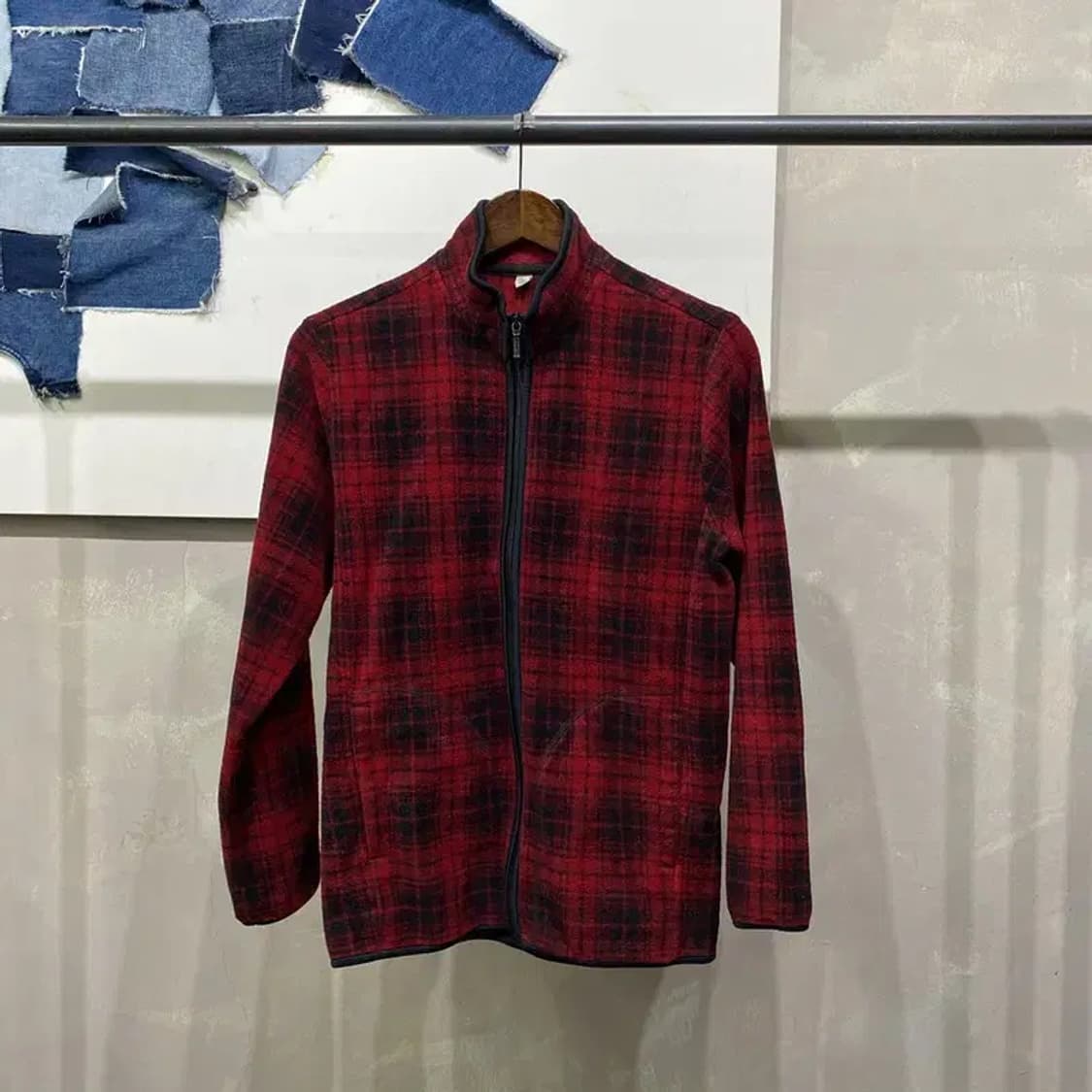 (95) 유니클로 캐주얼 체크 후리스 플리츠 자켓 상품이미지1