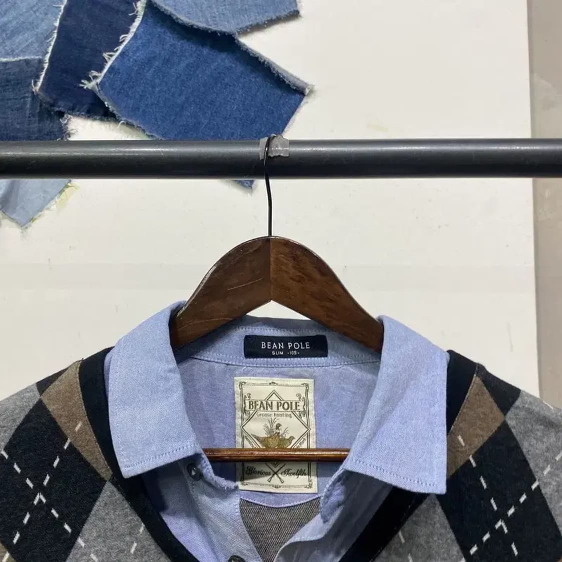 (105) 빈폴 캐주얼 셔츠 레이어드 아가일 니트 상품이미지2