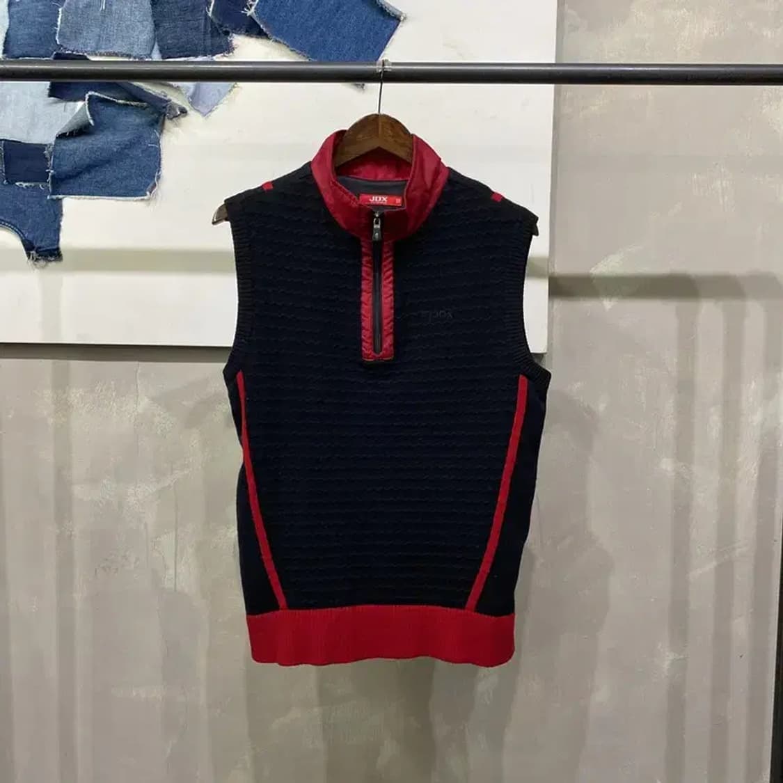 (100) JDX 골프 스포츠 반집업 니트 조끼 베스트 상품이미지1