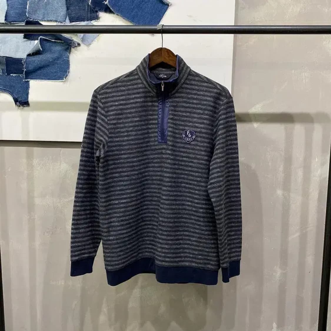 (100) 팬텀 골프 스포츠 스트라이프 반집업 맨투맨 긴팔 티 상품이미지1