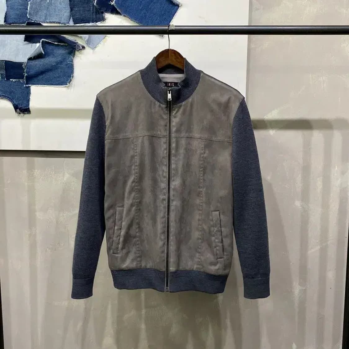 (100) 닥스 캐주얼 클래식 스웨이드 배색 니트 집업 자켓 상품이미지1