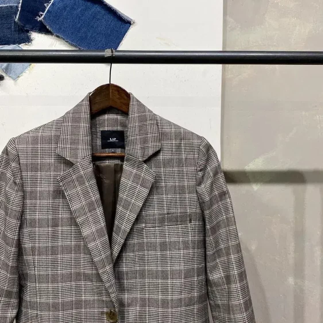 (90) 랩 LAP 여성 캐주얼 체크 하프 블레이저 자켓 상품이미지3