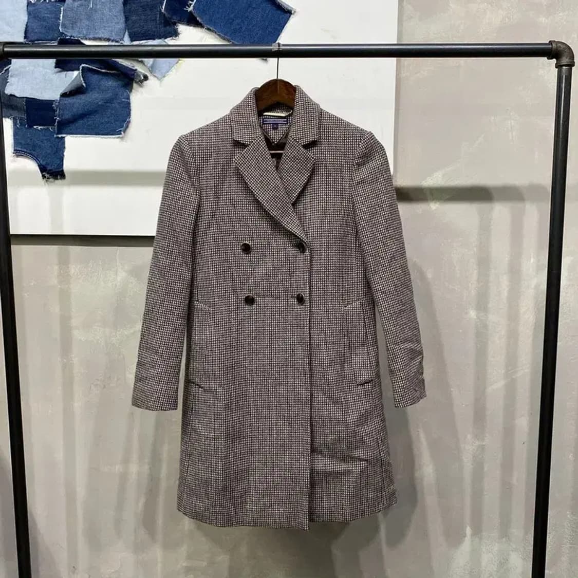 (85) 타미힐피거 여성 캐주얼 체크 모직 더블버튼 롱코트 상품이미지1