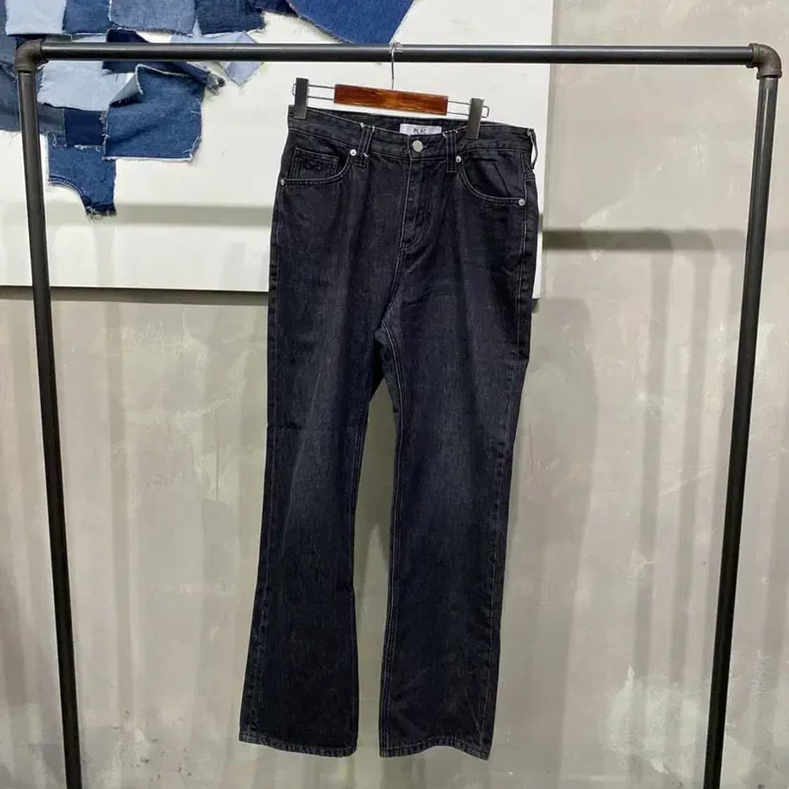 (30인치) 플랙진 캐주얼 흑청바지 블랙진 데님팬츠 상품이미지1