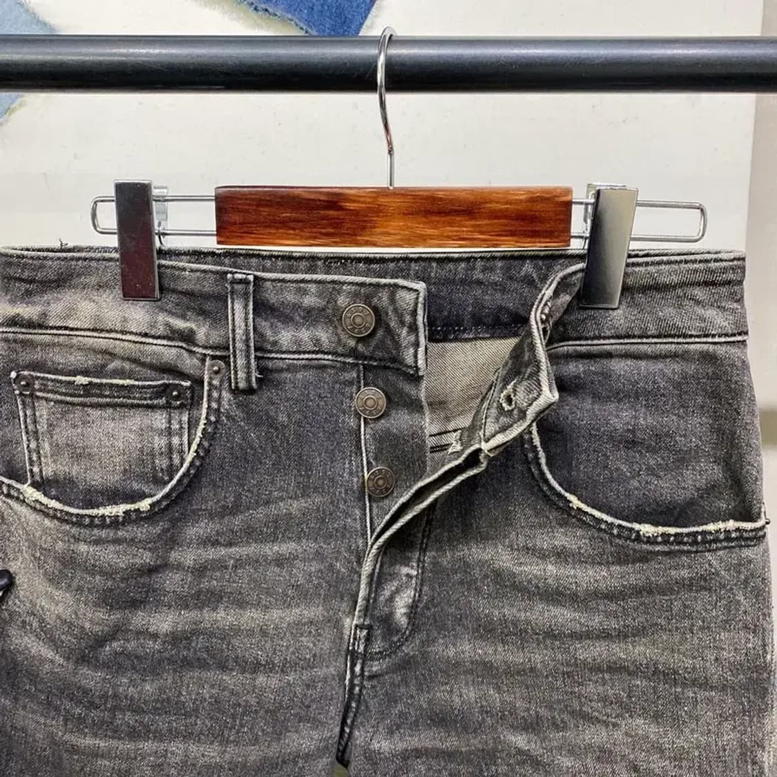 (26인치) 6397 여성 스판 워싱 8부 흑청바지 데님팬츠 상품이미지2