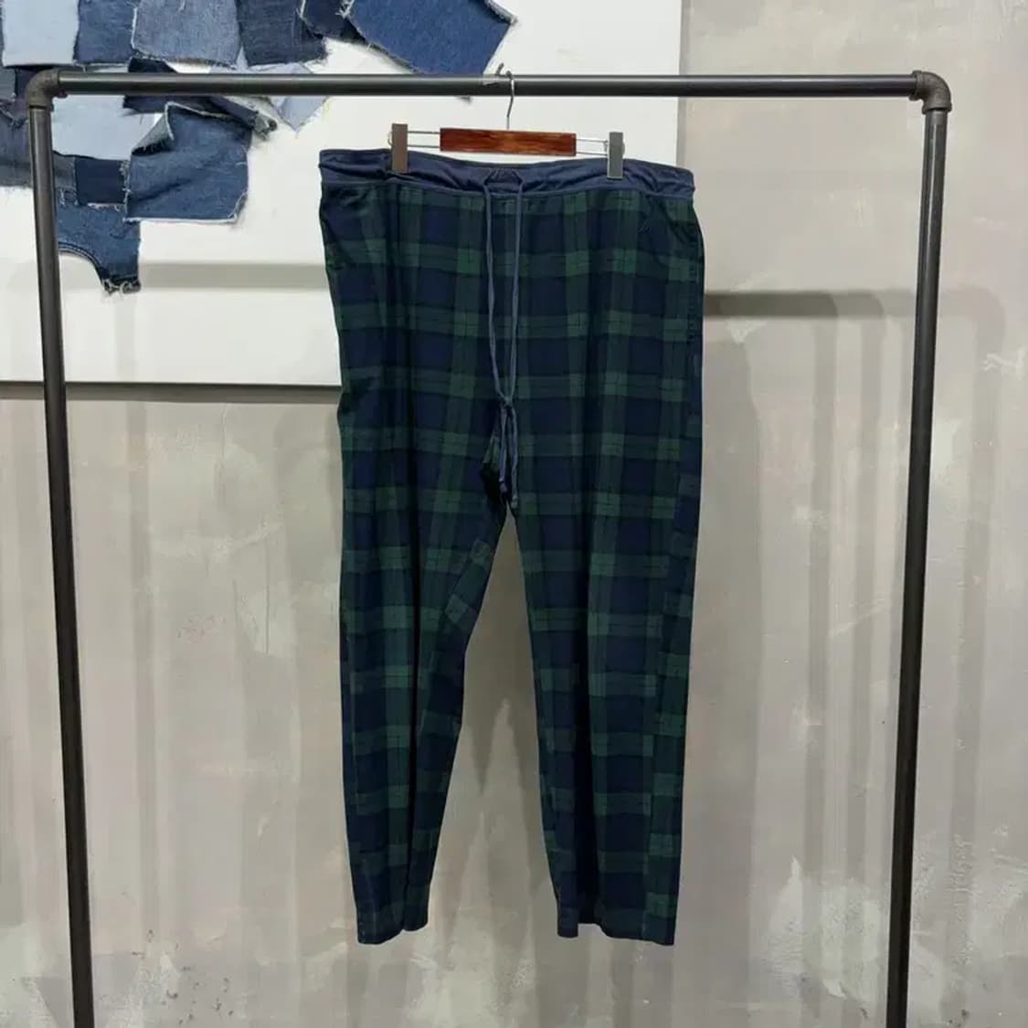 (빅사이즈) 노티카 캐주얼 빅사이즈 체크 밴딩 바지 상품이미지1