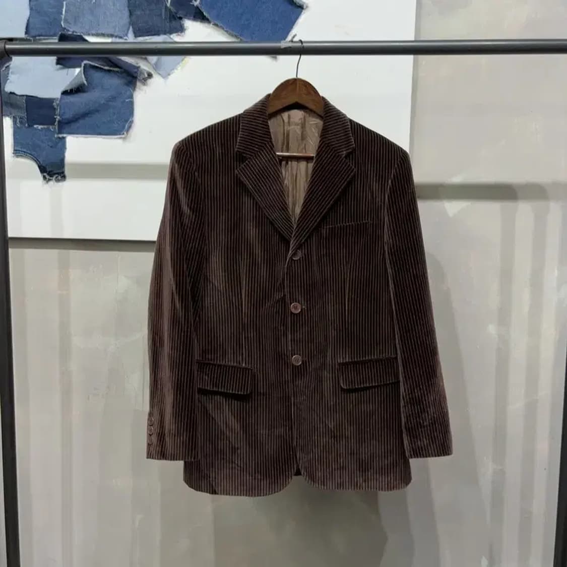 (100) 인터메조 클래식 벨벳 스트라이프 블레이저 자켓 상품이미지1