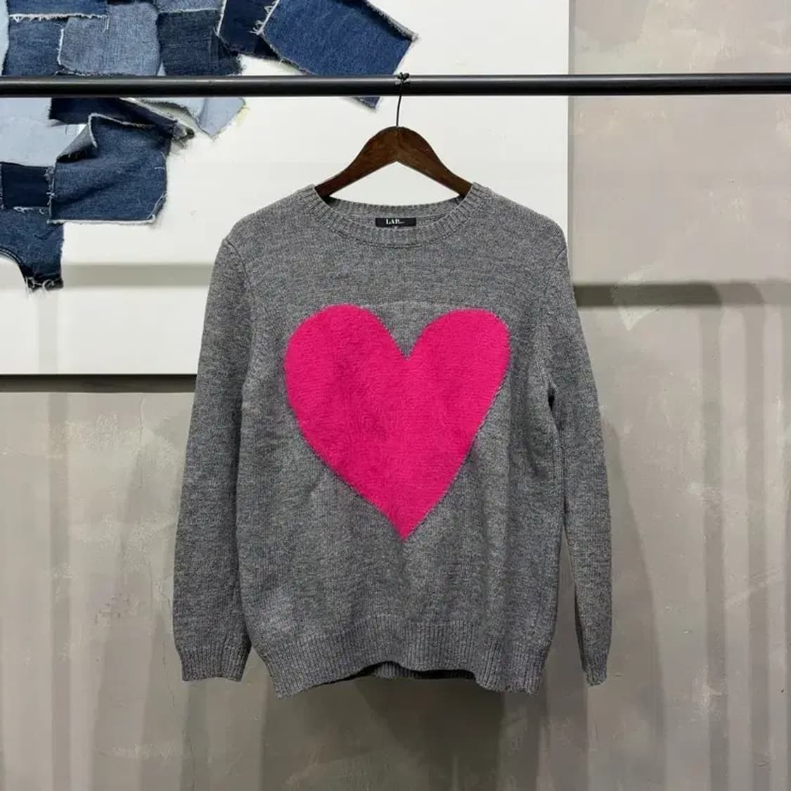 (95) 랩 LAP 여성 캐주얼 하트 울 라운드 니트 상품이미지1