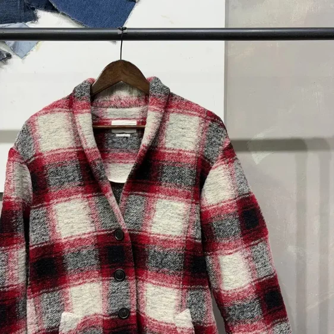 (95) 아자벨마랑 여성 캐주얼 깅엄체크 울 롱코트 상품이미지3