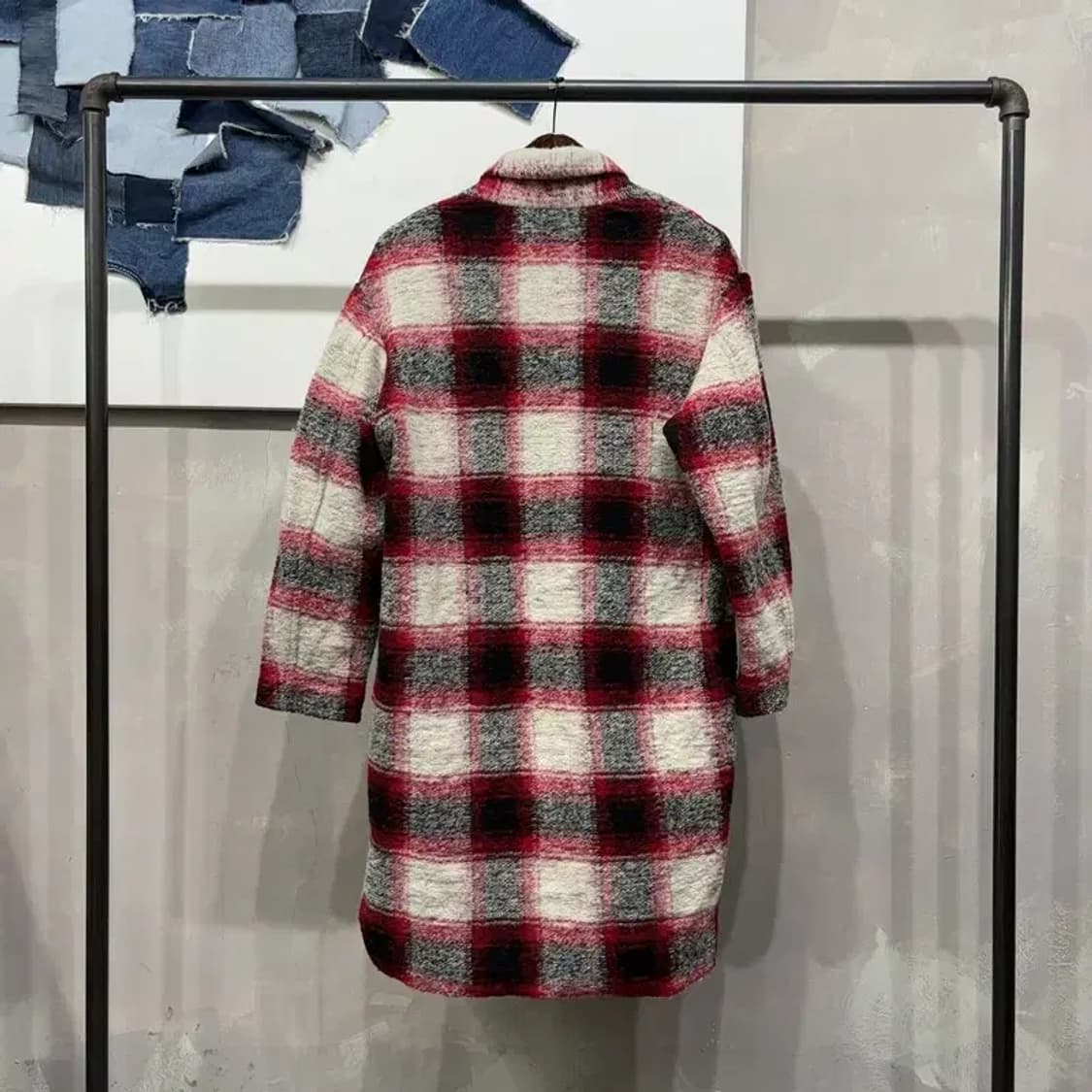 (95) 아자벨마랑 여성 캐주얼 깅엄체크 울 롱코트 상품이미지4