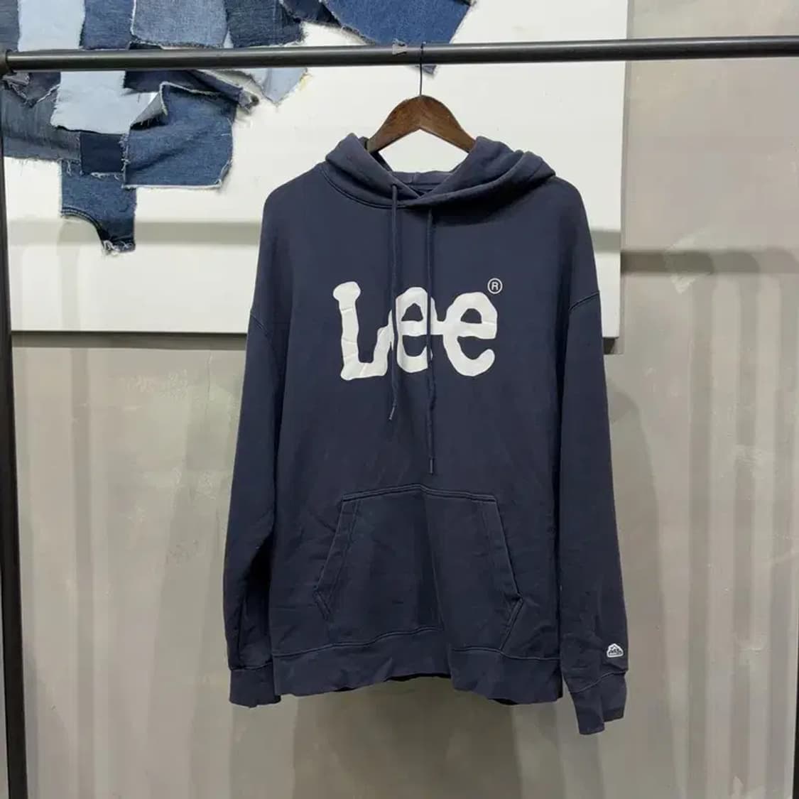 (100) 리 LEE 스트릿 프린팅 네이비 후드티 상품이미지1