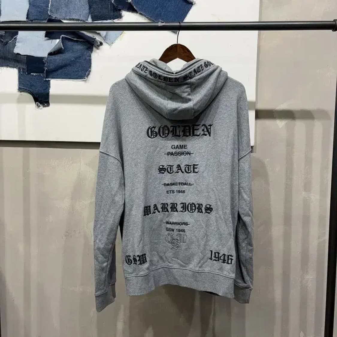 (105) NBA 골든스테이트워리어스 투웨이 자수 후드집업 자켓 상품이미지4