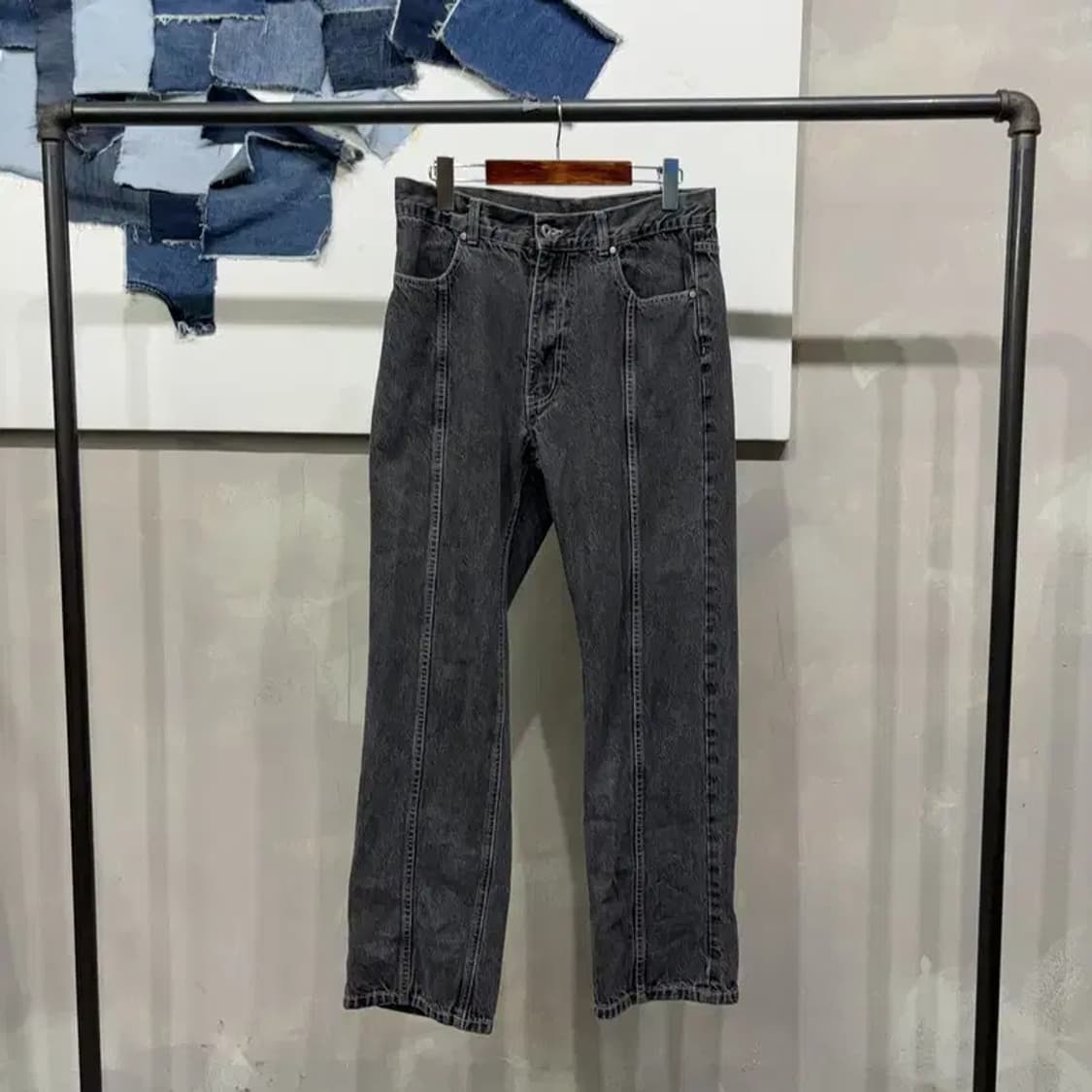 (30인치) 트릴리온 스트릿 절개 흑청바지 데님팬츠 상품이미지1