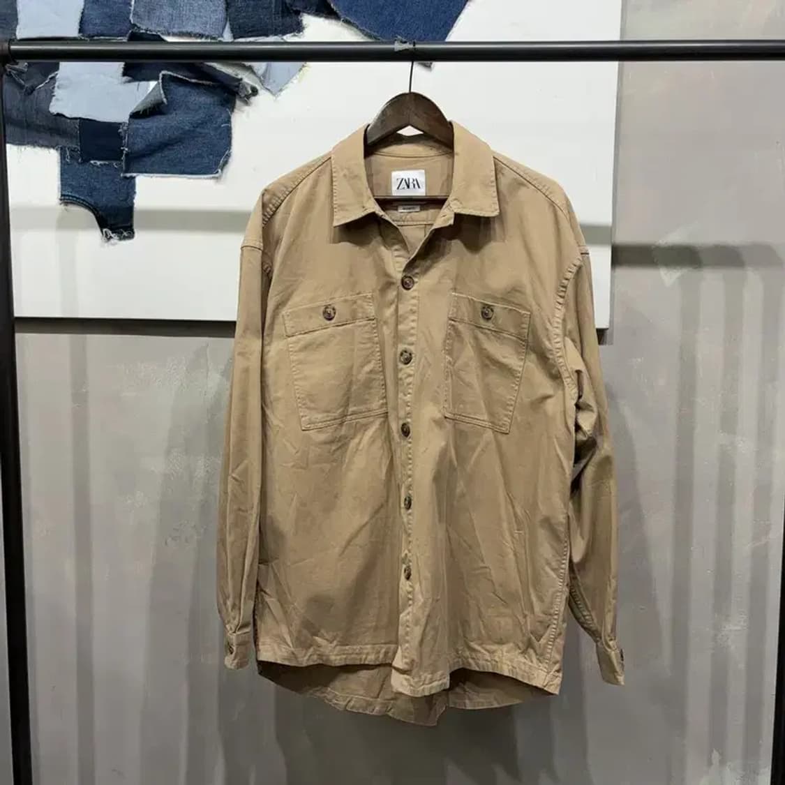 (110) 자라 ZARA 캐주얼 릴렉스드핏 투포켓 셔츠 남방 상품이미지1
