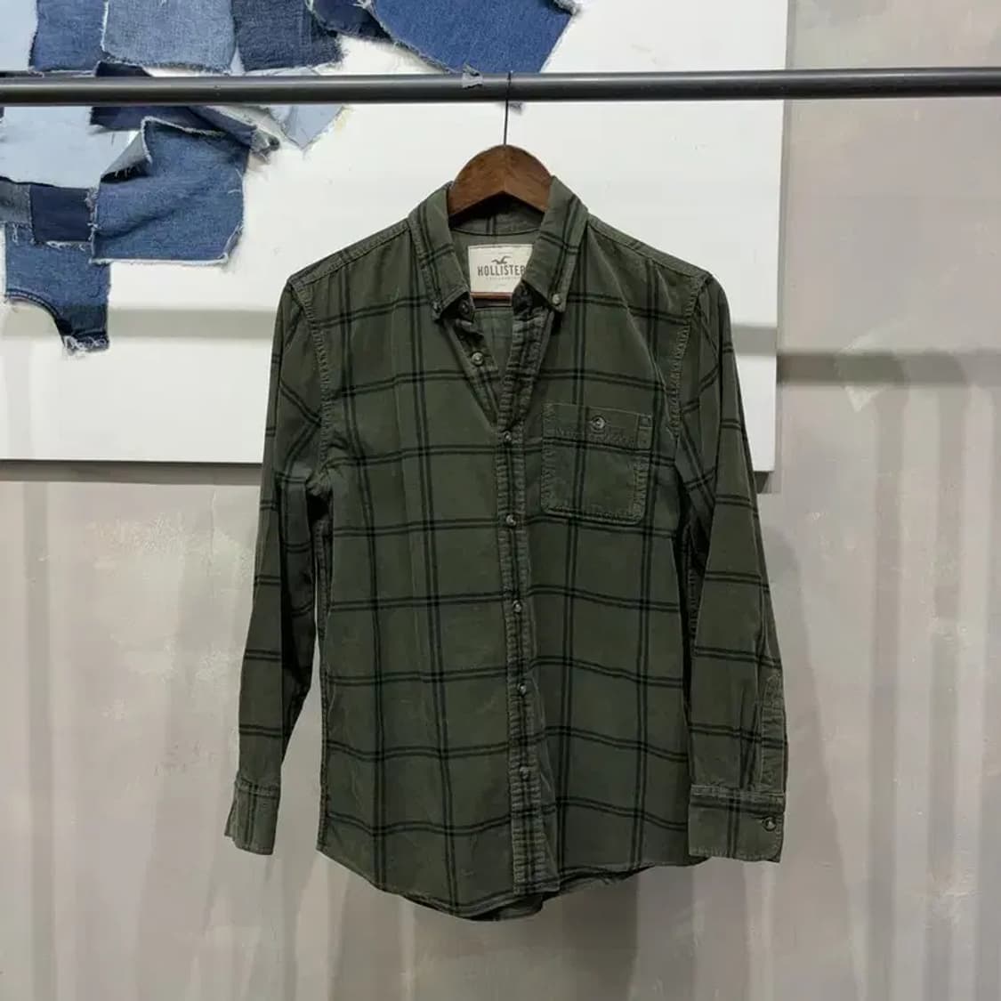 (90) 홀리스터 캐주얼 코듀로이 골덴 체크 셔츠 남방 상품이미지1