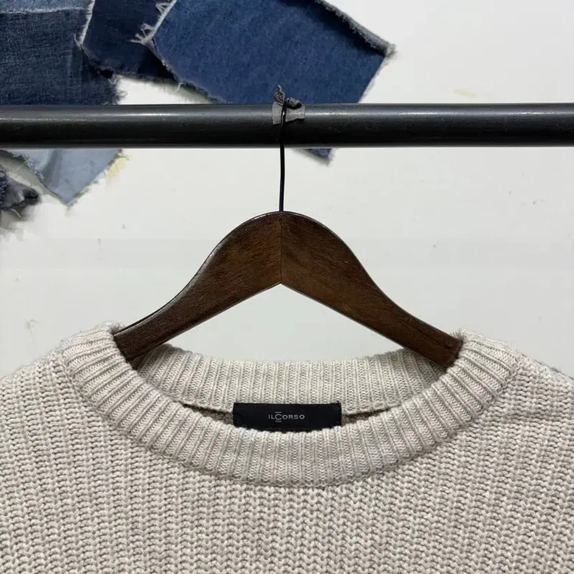 (빅사이즈) 일꼬르소 캐주얼 배색 울 커프스 니트 상품이미지2