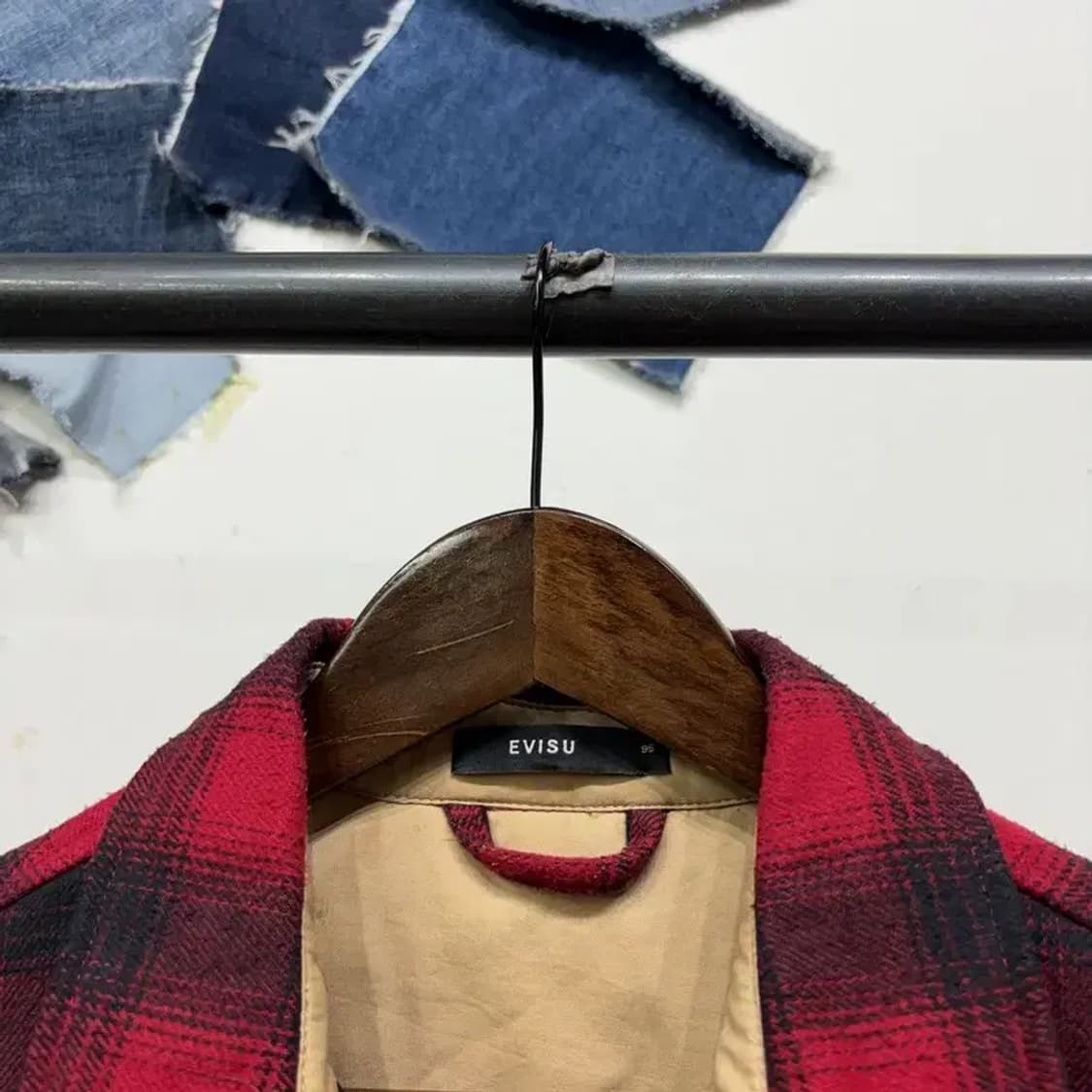 (95) 에비수 빈티지 캐주얼 깅엄체크 패디드 셔츠 자켓 상품이미지2