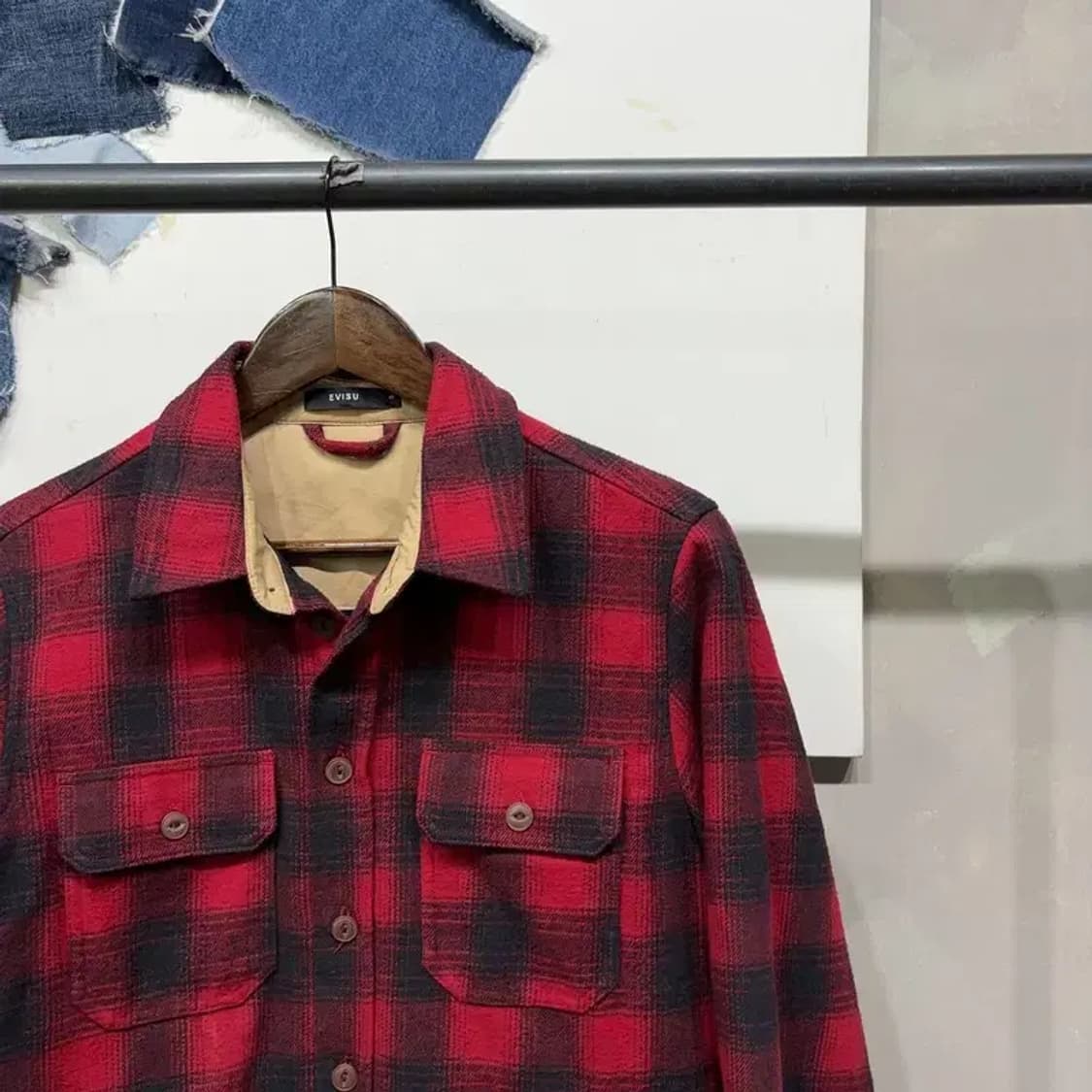 (95) 에비수 빈티지 캐주얼 깅엄체크 패디드 셔츠 자켓 상품이미지3