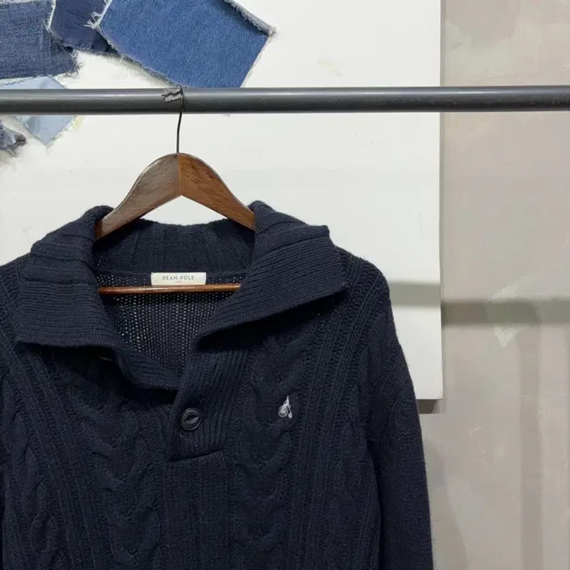 (105) 빈폴 캐주얼 케이블 꽈배기 숄카라 울 니트 상품이미지3