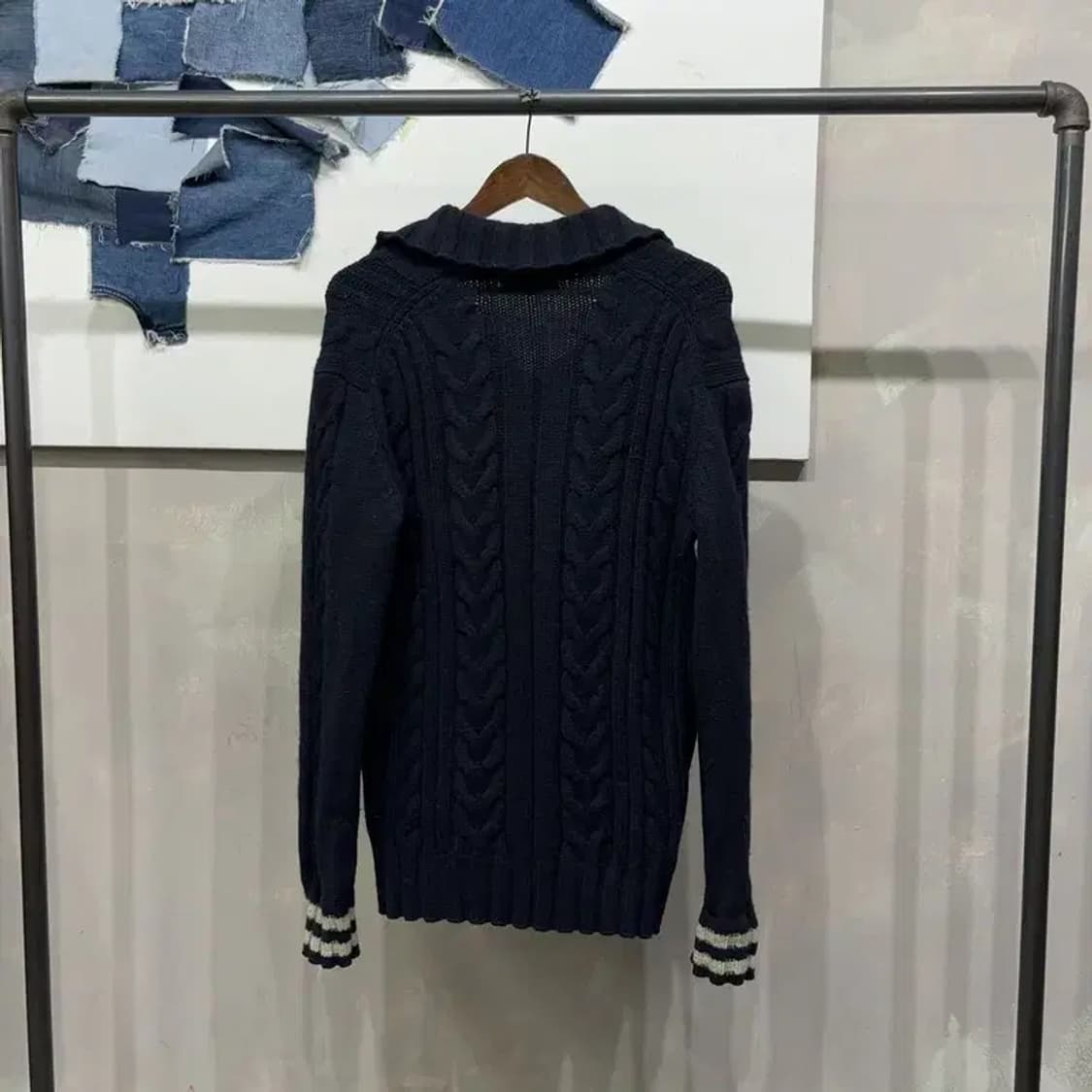 (105) 빈폴 캐주얼 케이블 꽈배기 숄카라 울 니트 상품이미지4