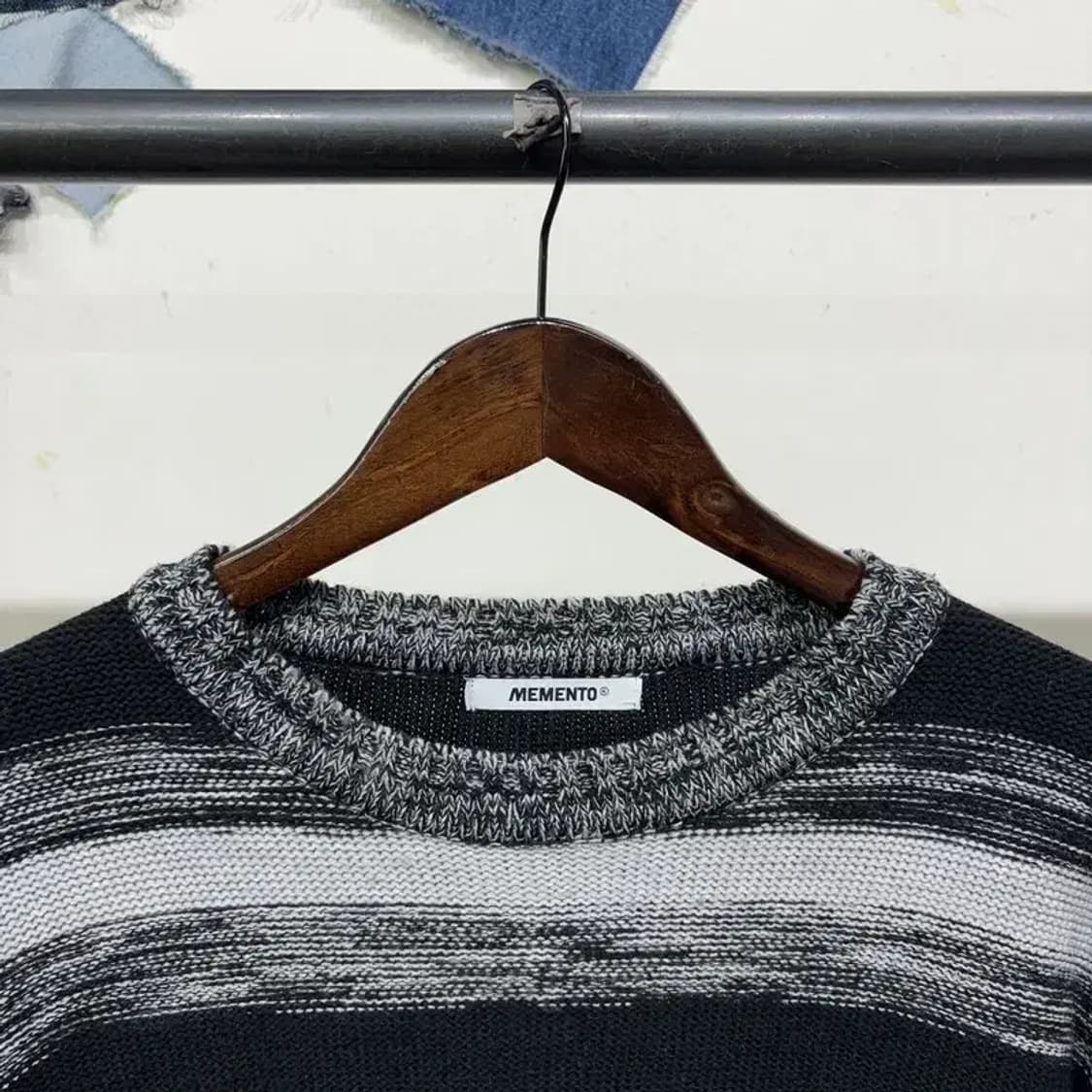 (100) 메멘토 memento 스트릿 스트라이프 라운드 니트 상품이미지2