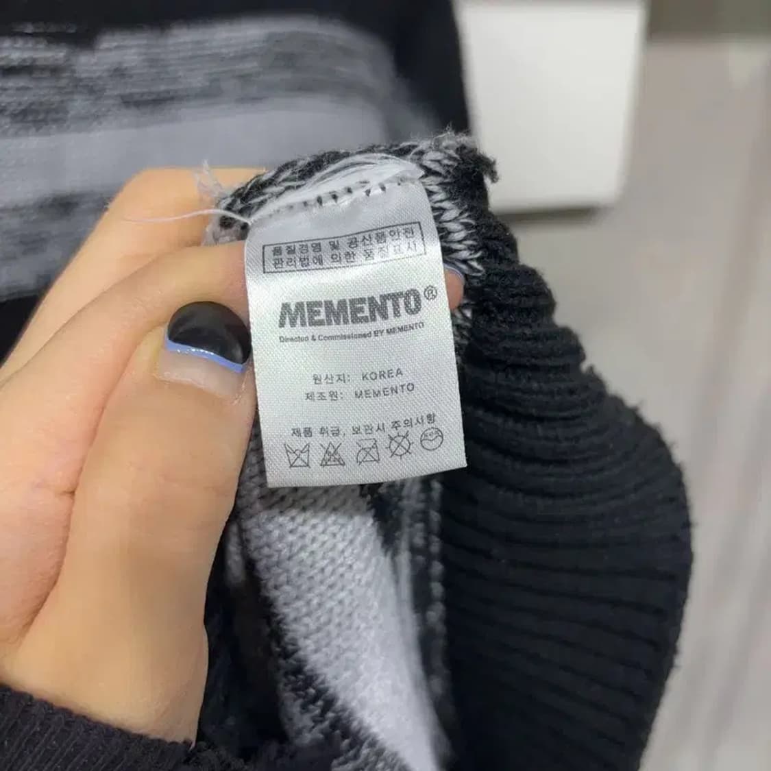 (100) 메멘토 memento 스트릿 스트라이프 라운드 니트 상품이미지5