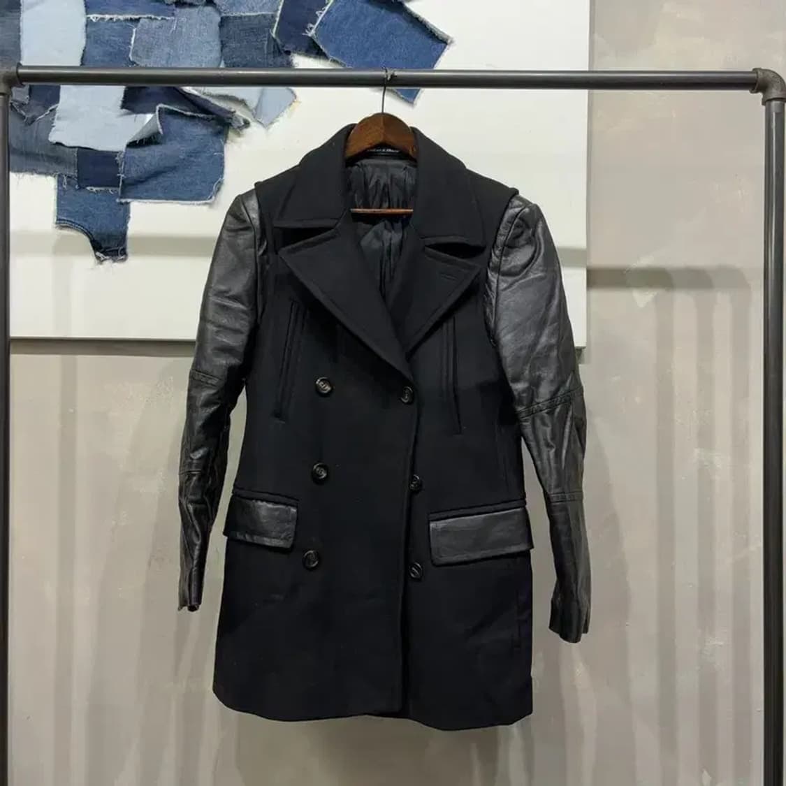 (100) 반하트디알바자 캐시미어 양가죽 더블버튼 하프코트 상품이미지1