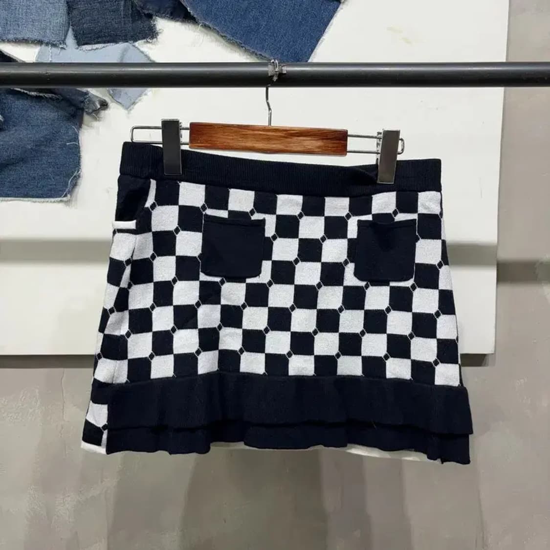(25~27인치) 벤제프 골프 여성 밴딩 체커보드 미니스커트 치마 상품이미지3