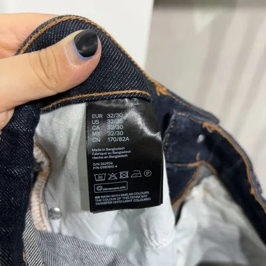 (32인치) H.M 흐앤므 캐주얼 레귤러핏 스판 진청바지 데님팬츠 상품이미지7