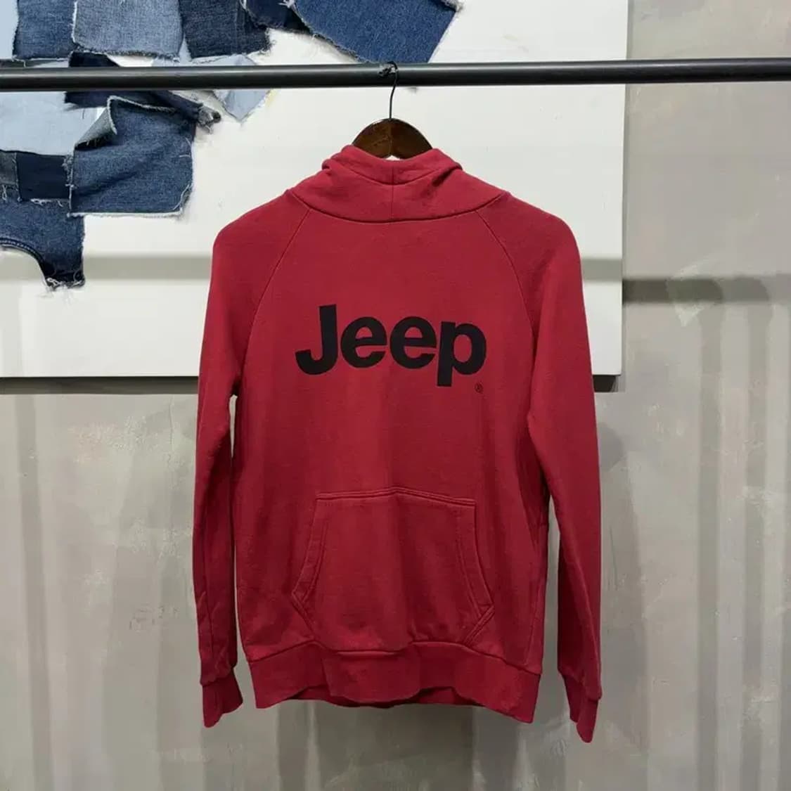 (90) 지프 여성 캐주얼 프린팅 기모 하이넥 후드티 상품이미지1