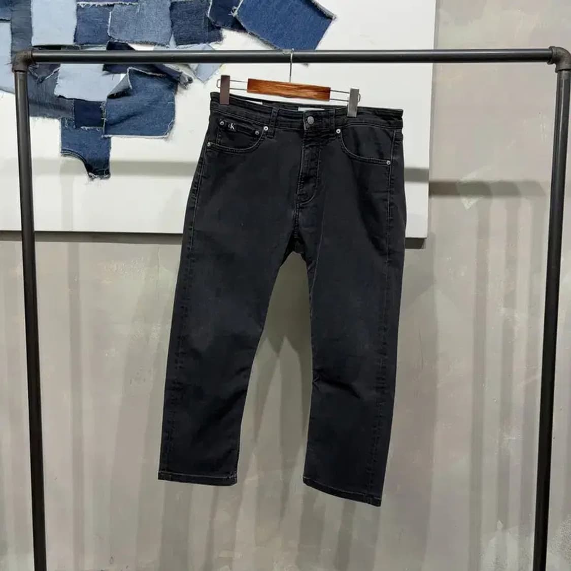 (32인치) 캘빈클라인 CK 캐주얼 스판 흑청바지 9부 데님팬츠 상품이미지1