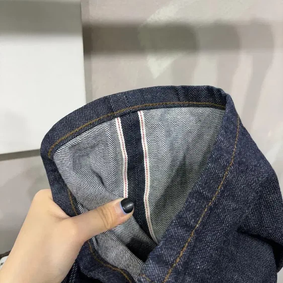 (30인치) 비슬로우 스트릿 투턱 생지 셀비지 진청바지 데님팬츠 상품이미지5