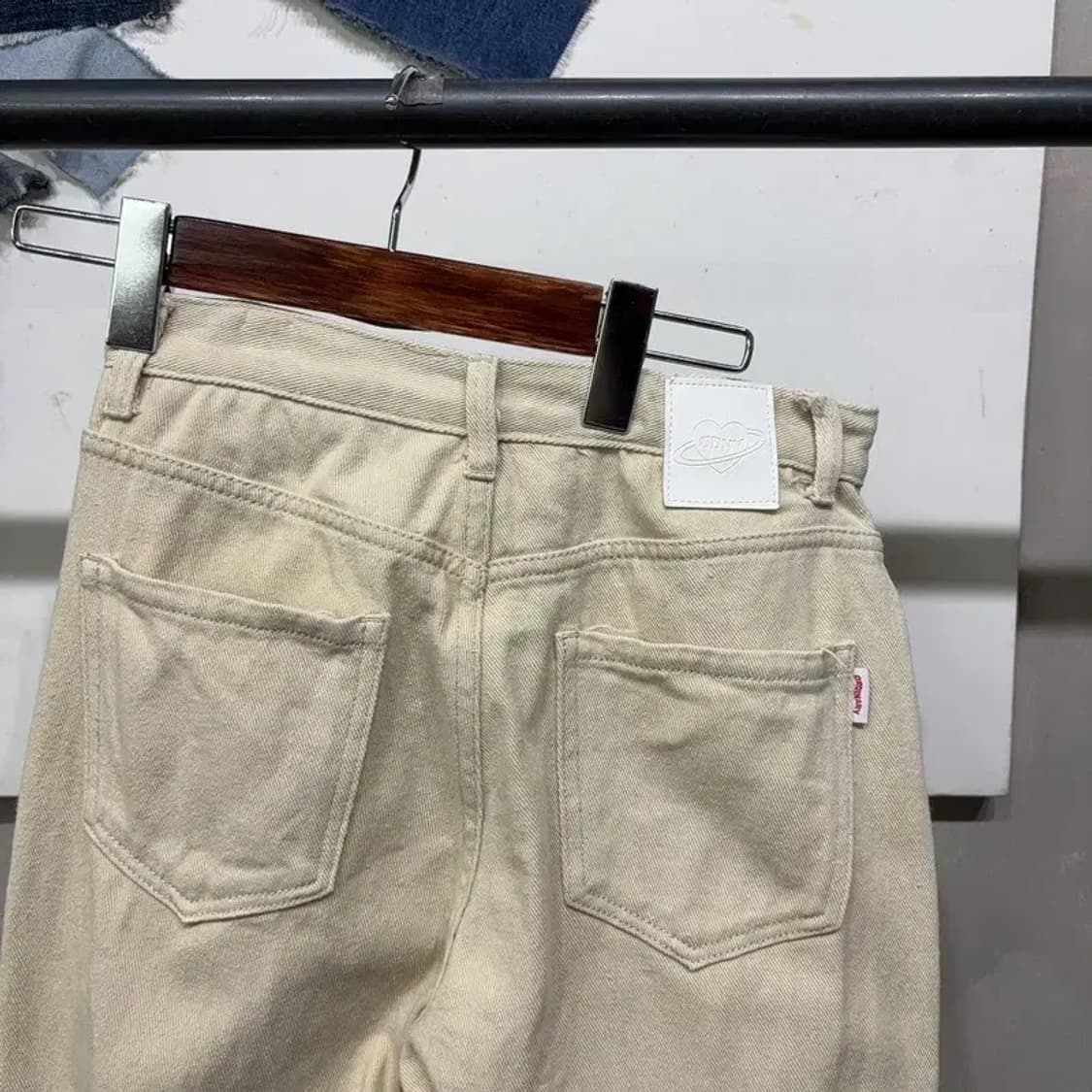 (24인치) 오디너리홀리데이 여성 스트릿 크림진 청바지 데님팬츠 상품이미지4