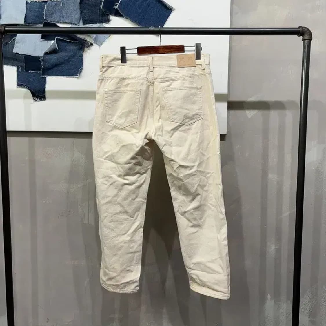 (33인치) 브랜디드 캐주얼 스트릿 크림진 데님팬츠 상품이미지3