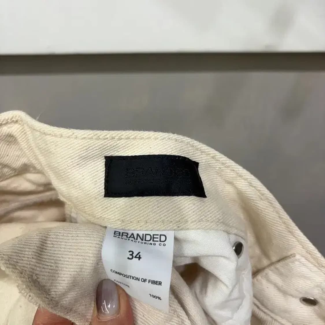 (33인치) 브랜디드 캐주얼 스트릿 크림진 데님팬츠 상품이미지5