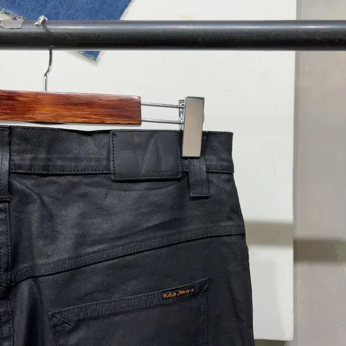 (33인치) 누디진 캐주얼 스판 코팅 블랙진 흑청바지 데님팬츠 상품이미지4