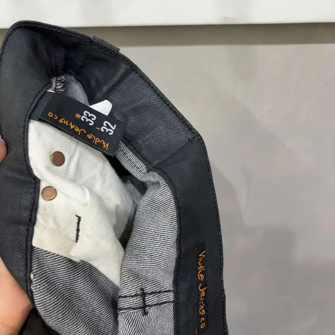 (33인치) 누디진 캐주얼 스판 코팅 블랙진 흑청바지 데님팬츠 상품이미지5