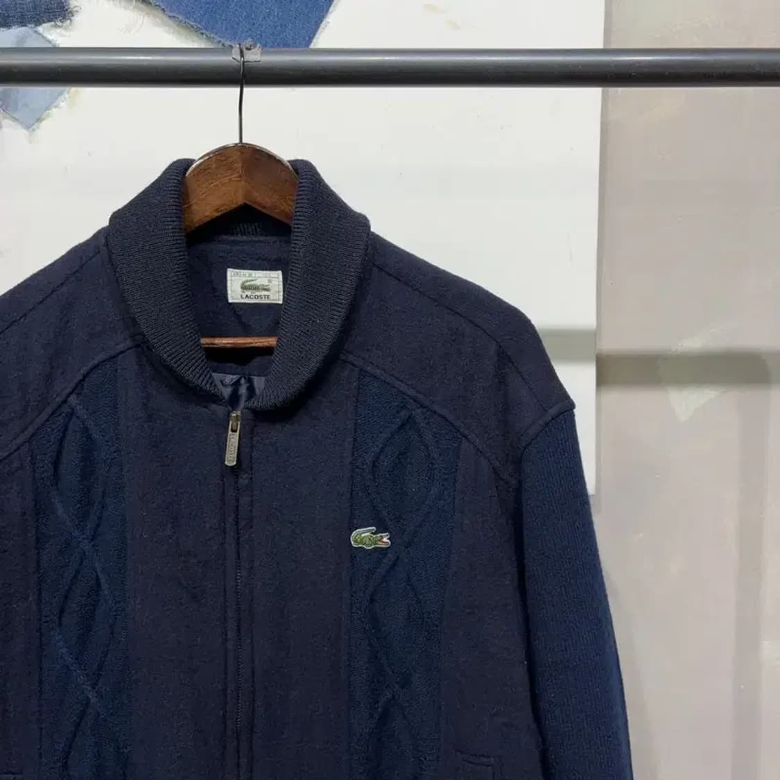 (100) 라코스테 서광 올드스쿨 울 케이블 니트 블루종 자켓 상품이미지3
