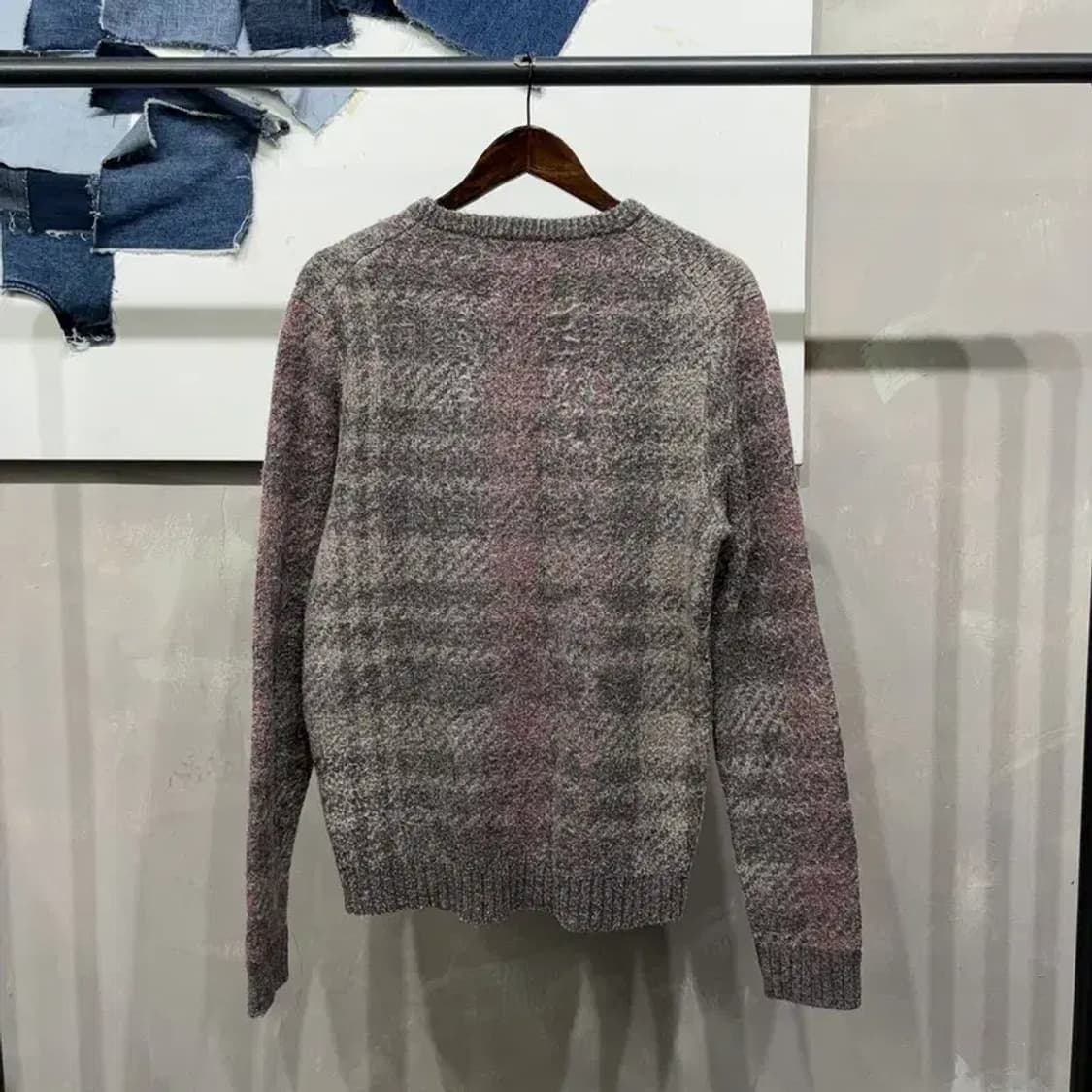 (95) 망고 캐주얼 체크 울 라운드 니트 상품이미지4