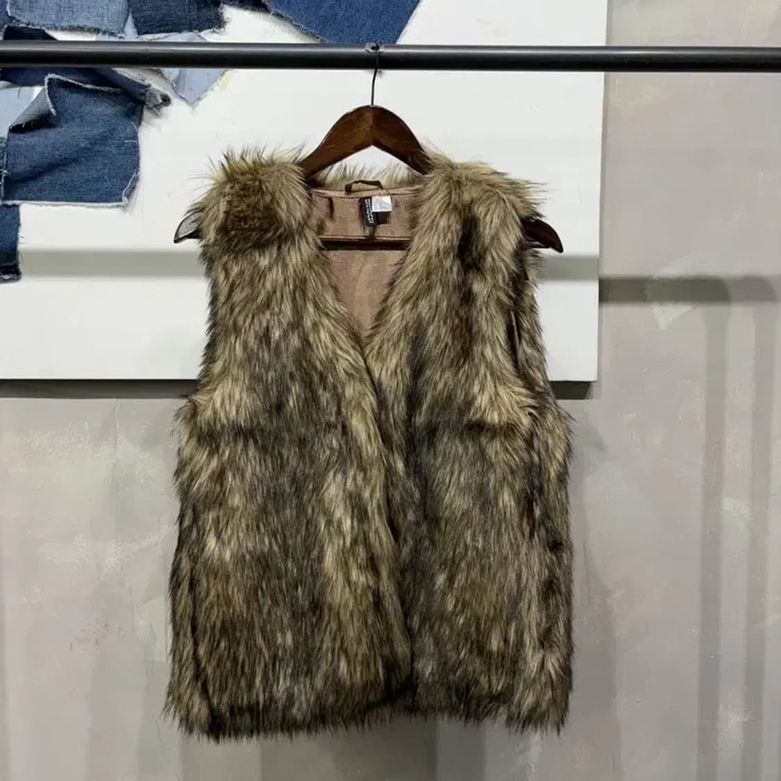 (95) H.M 흐앤므 여성 캐주얼 브라운 퍼 베스트 조끼 상품이미지1