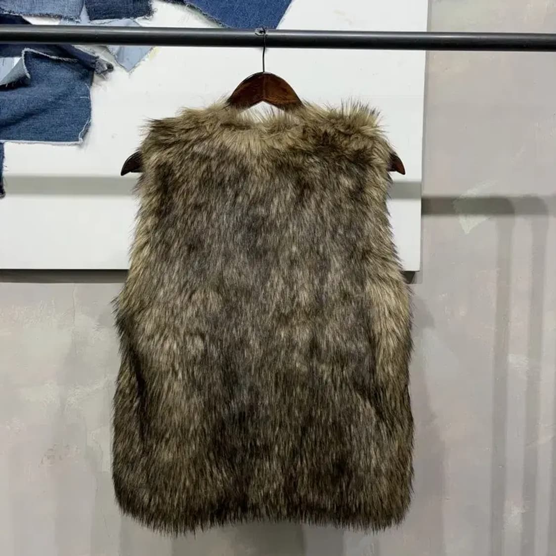 (95) H.M 흐앤므 여성 캐주얼 브라운 퍼 베스트 조끼 상품이미지4