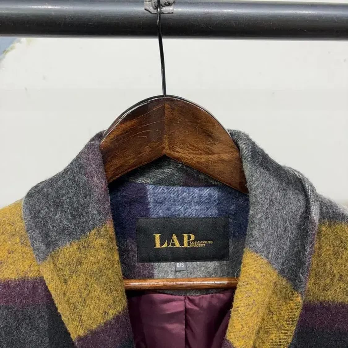 (F) 랩 여성 캐주얼 체크 울 모헤어 싱글 롱코트 상품이미지2