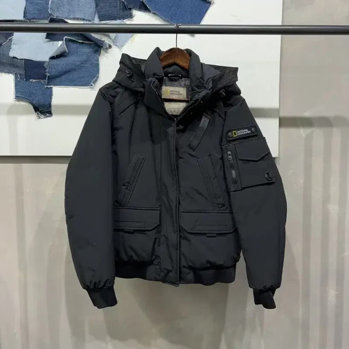 (90) 내셔널지오그래픽 아웃도어 후드 덕다운 오리털 숏패딩 상품이미지1
