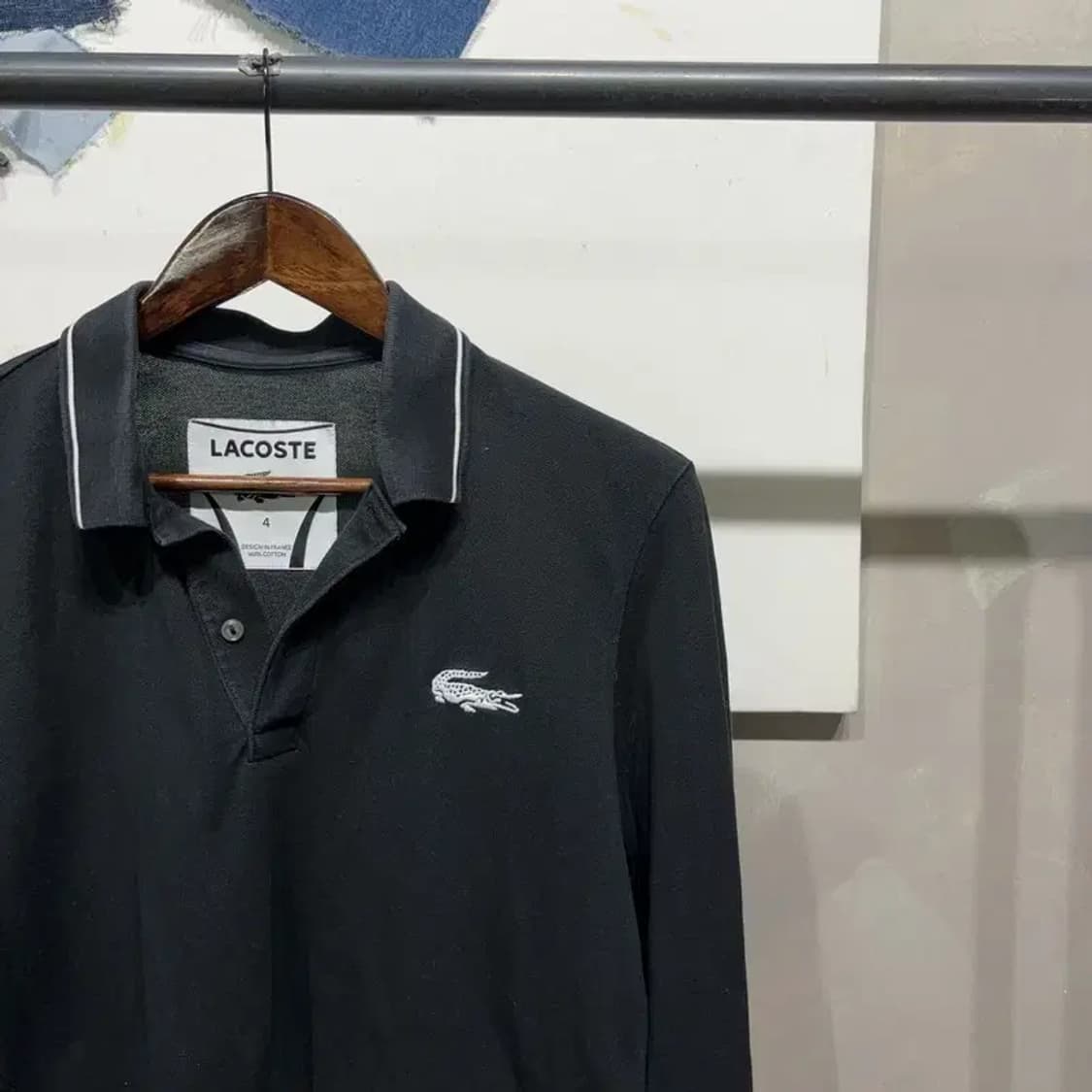 (100) 라코스테 캐주얼 클래식 자수 긴팔 카라 티 상품이미지3