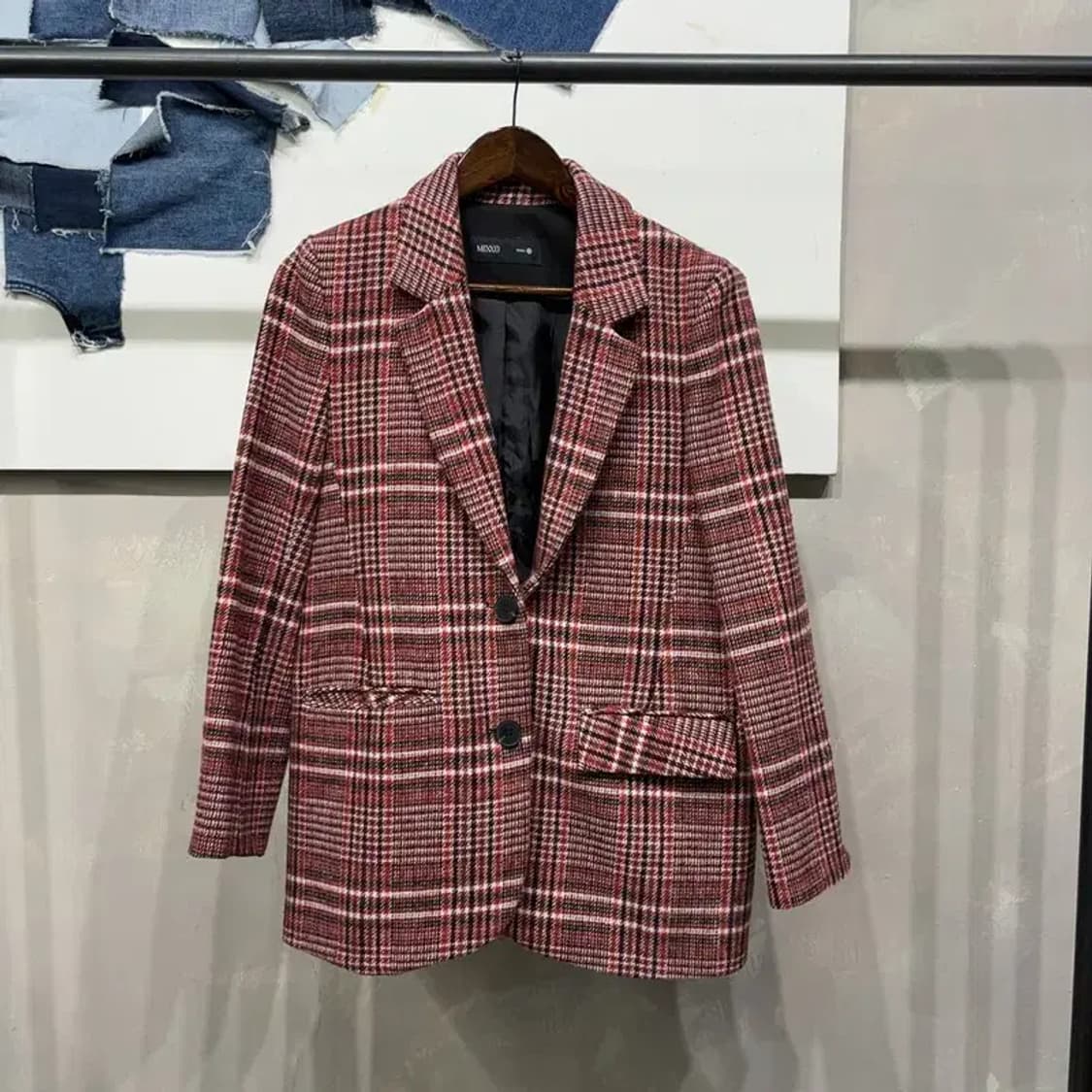 (85) 미쏘 여성 캐주얼 체크 싱글 울 블레이저 자켓 상품이미지1